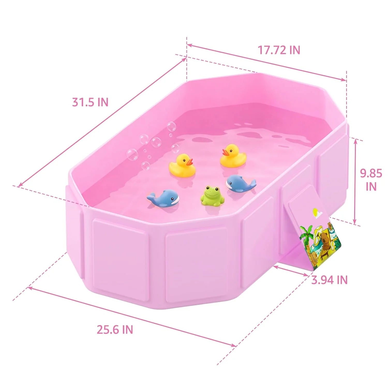 Portable Collapsible Baby Bathtub – Toddler Bathtub with Drain Plug, Foldable & Space-Saving (Pink)